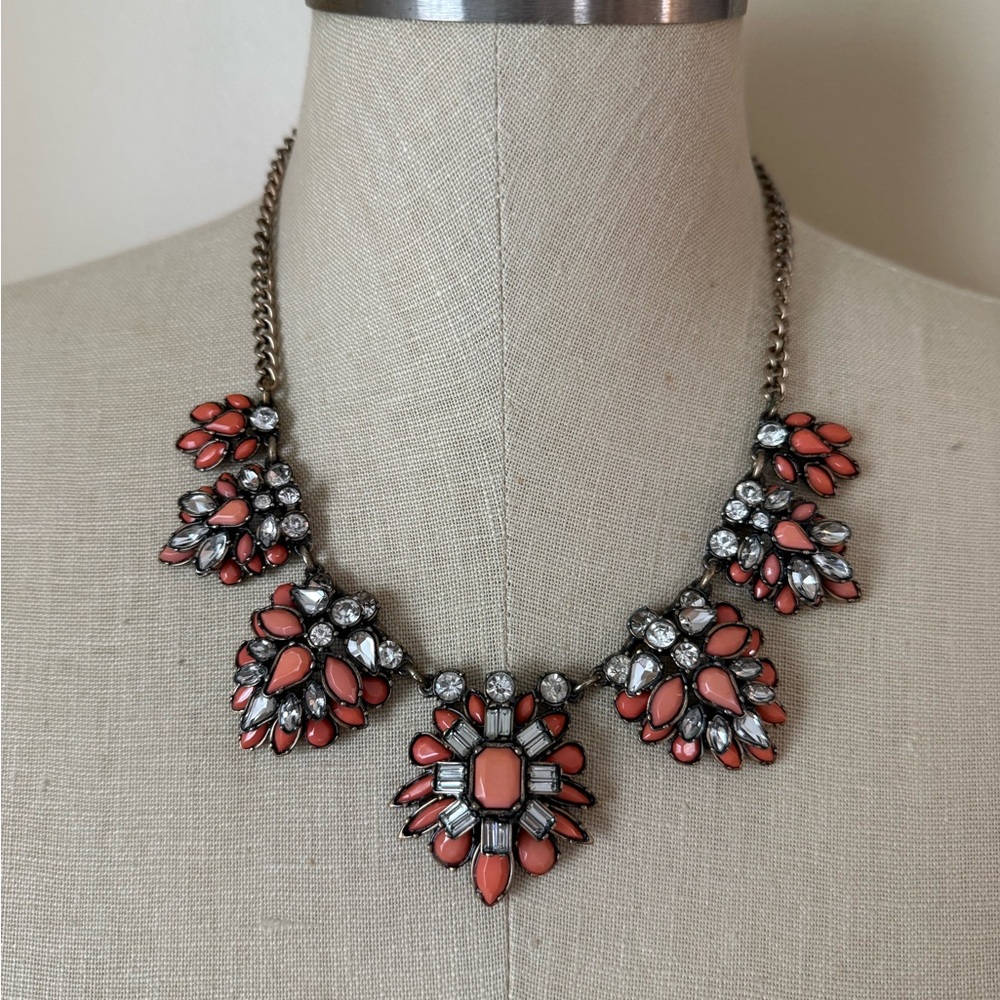 LOFT Pink and Silver Floral Necklace